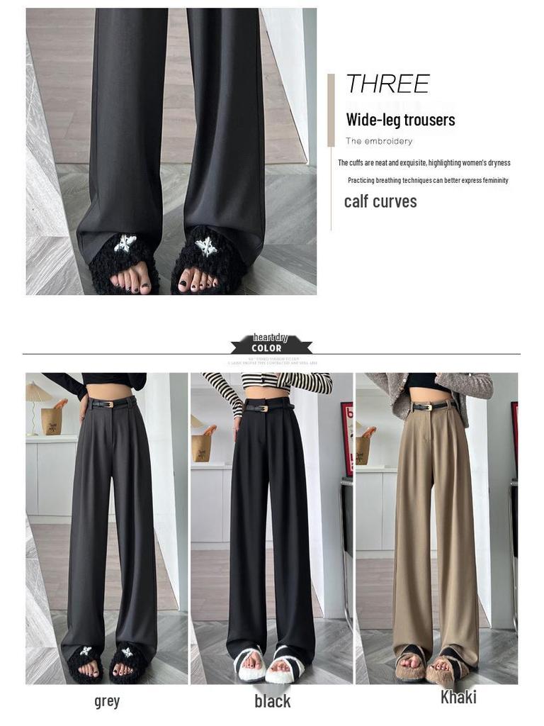 Spring 2026 Women's High Waist Wide Leg Straight Suit Pants