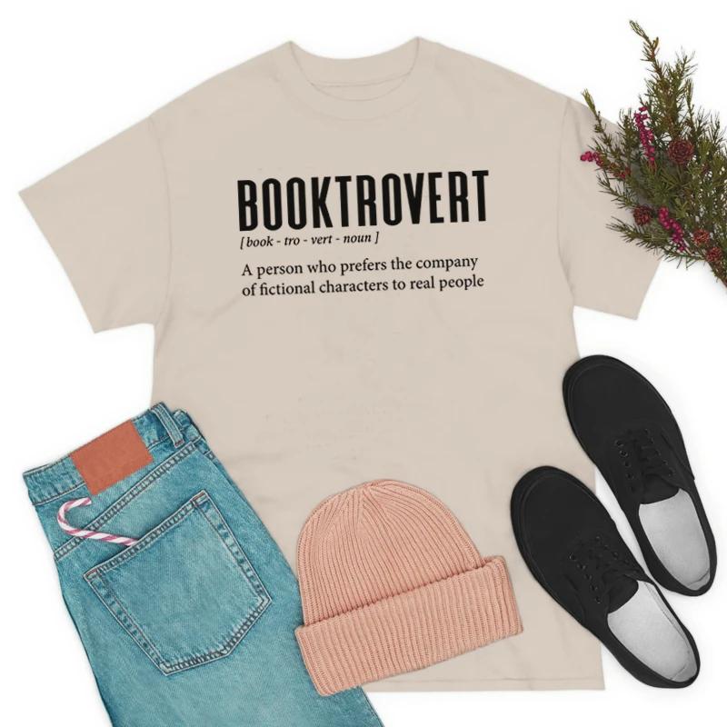 Booktrovert Definition Funny Bookworm TShirt Women Cute Book Lover T Shirt Bookish Nerd Tshirts Cotton Librarian Tees Gifts