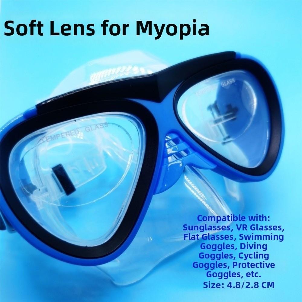1Pair Adhesive Stick-On Myopic Lenses Portable Adhesive Eyewear Lenses For Swimming Goggles