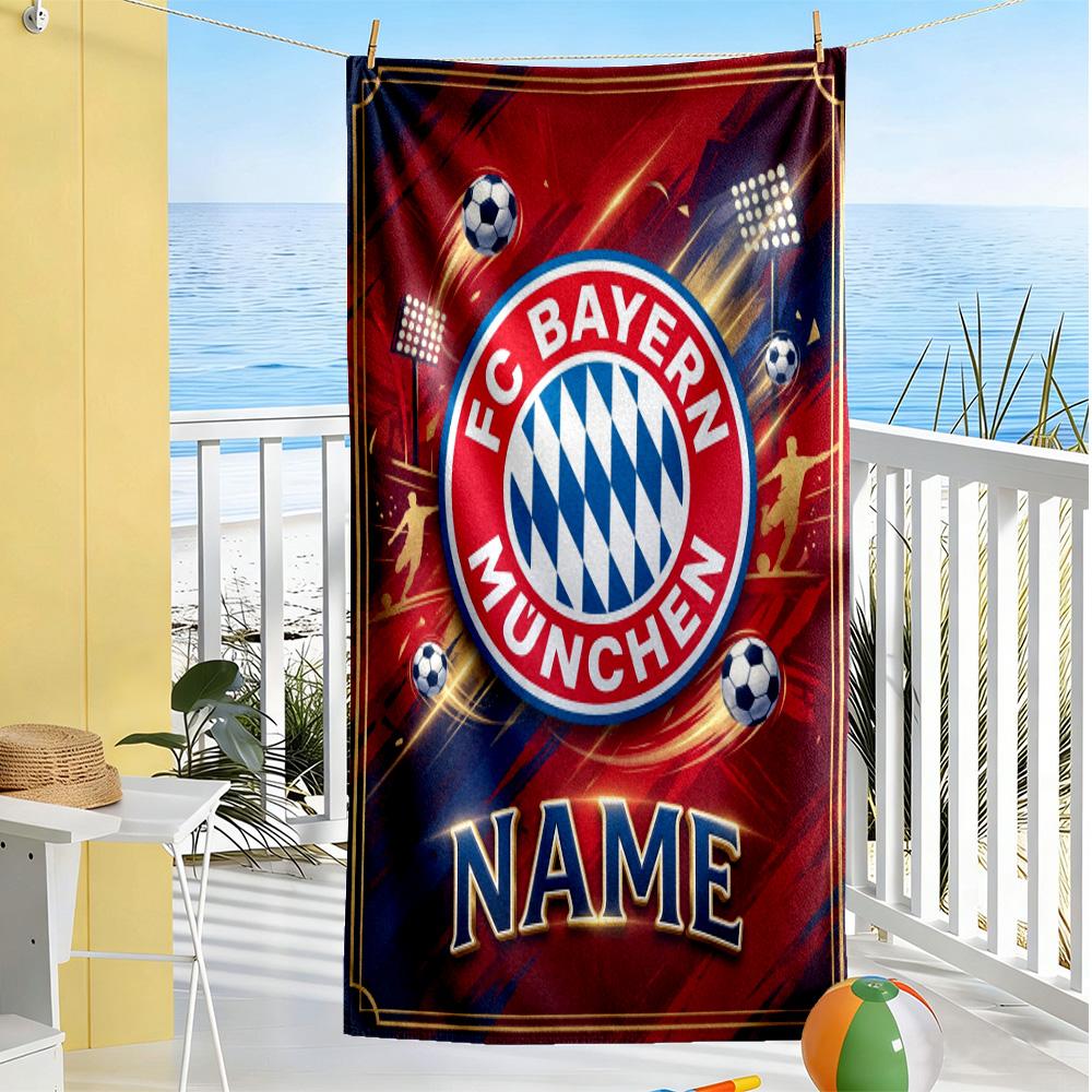 Bayern Munich Fan Gear Personalized Name Beach Towel Super Soft Microfiber Quickdry Fabric Suitable for Swimming Gym Camping Yoga Vacation