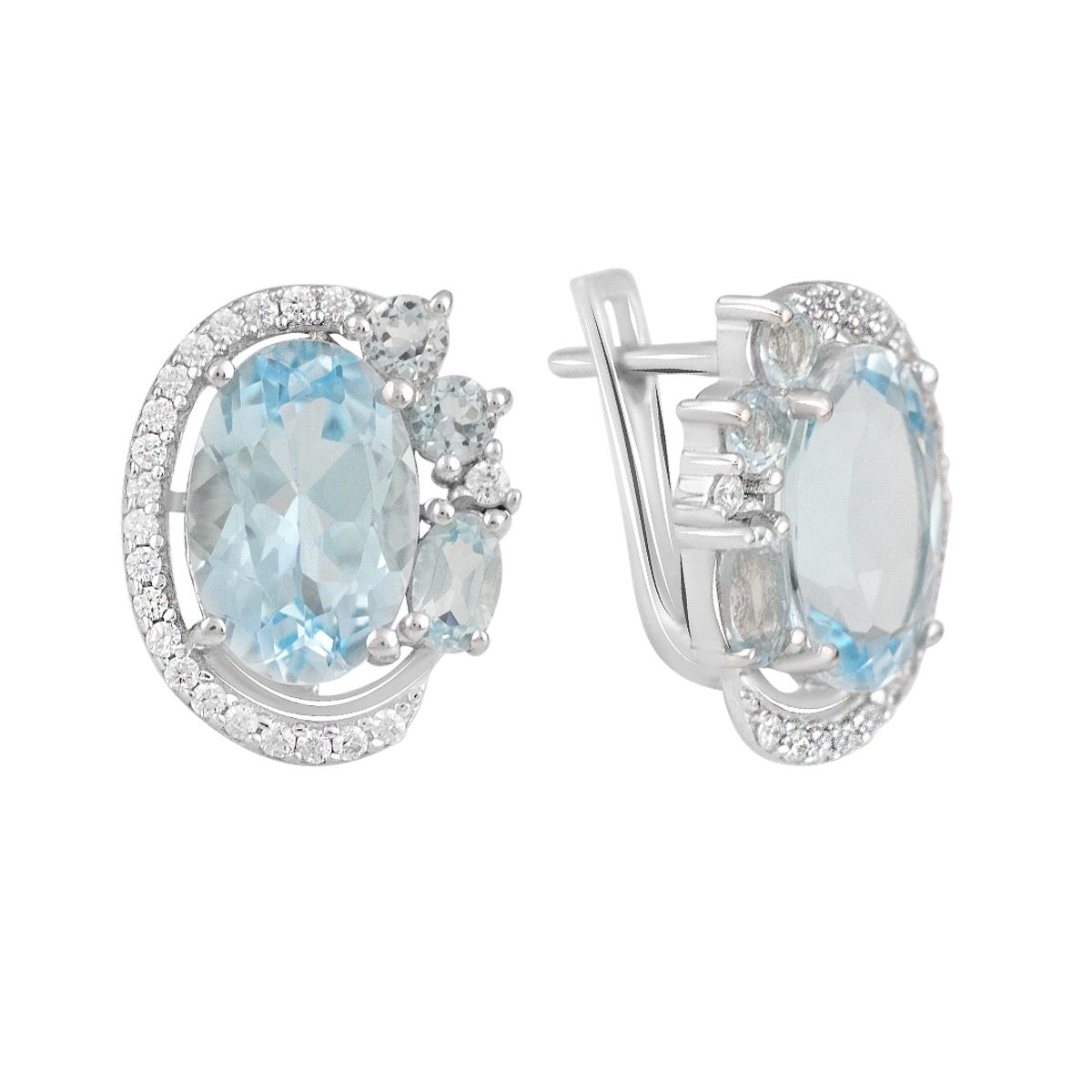 

Срібні сережки з натуральним топазом 9.12ct (2129639) небо синє світло кольору