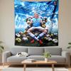 Wall Hanging Tapestry - Erling Haaland Manchester City 100 Goals Ball Throne Football Poster Fans Decor for Living Room