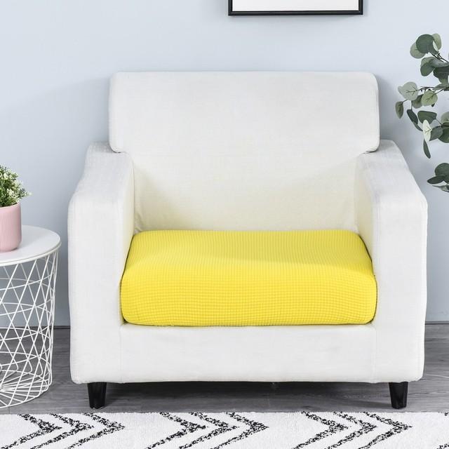 1pc Jacquard Sofa Seat Cushion Cover Chair Cover Stretch Washable Removable Slipcover Solid Color Polar Fleece Sofa Protector