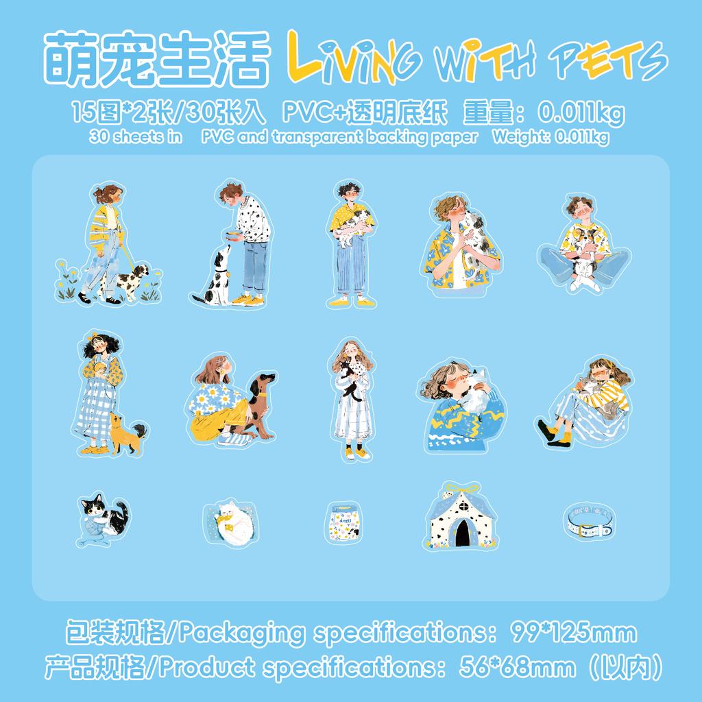 Pan Papier Seria Kolorowe Życie Naklejki Kreskówkowe 30 Arkuszy Do Scrapbookingu Dziennika DIY, Planera Kolażu Pamiętnika Dekoracja Artykuły Plastyczne