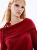 VISUS Wool Off-Shoulder Top_Red