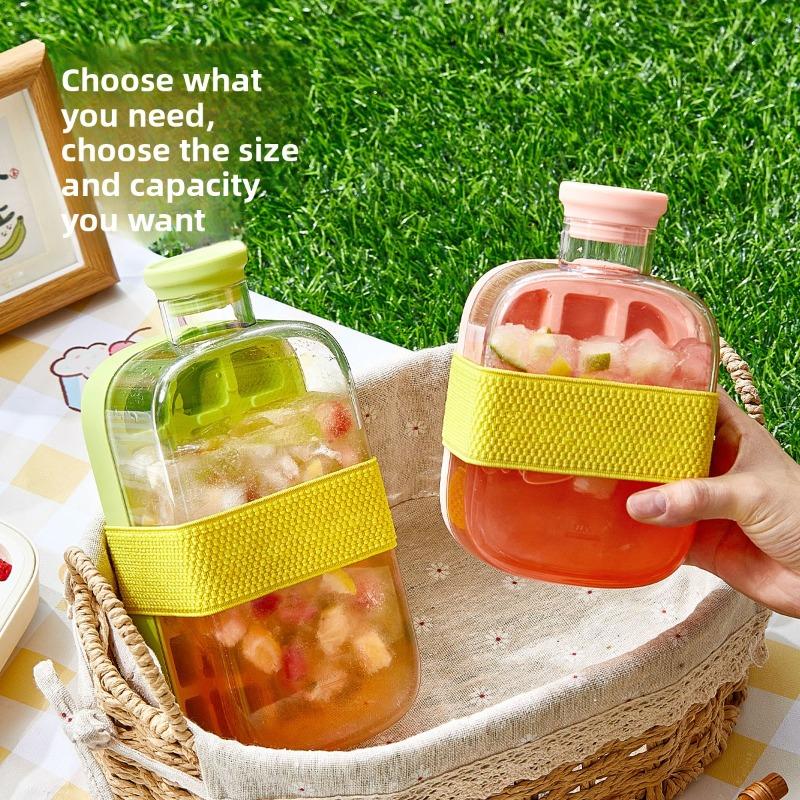 Cool Ice Cube Travel Cup Portable Straw Water Cup, Summer Homemade Water Filling Press Ice Cube Mold