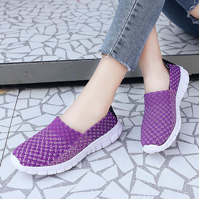 Summer Handmade Slip on Braid Beach Shoes Women Moccasins Plus Size Casual Espadrilles Breathable Sneakers