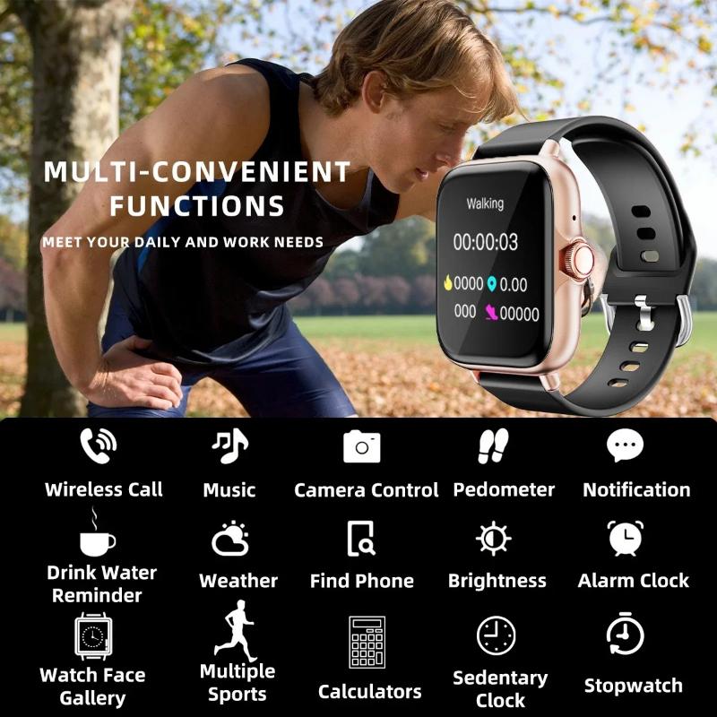 Smartwatch, kabelloses Telefonieren / Wählen, Multi-Sport-Modus, Anruferinnerung und -ablehnung, SMS-Erinnerung, für iPhone/Android