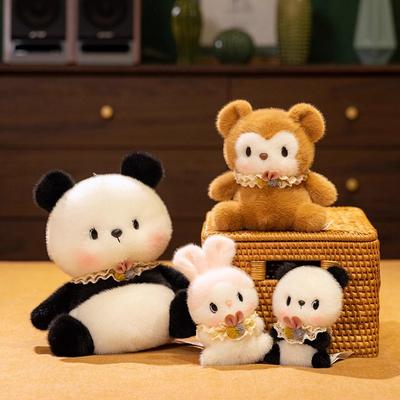 Milk Puff Table with Doll Small Ornaments, Cute Plush Toys Accompany Doll Decorations