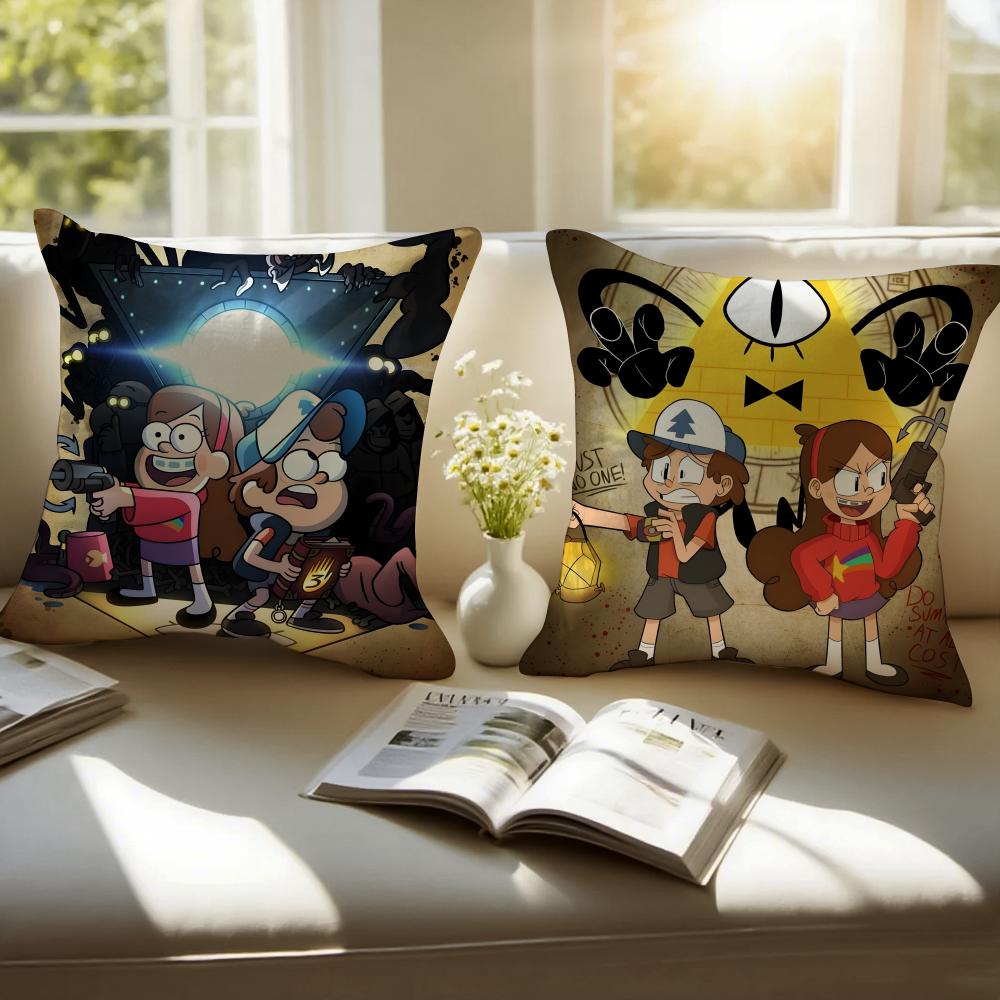 Funny American Cartoon GGravity Fall Cushion Cover Pillowcase Antidustmite Invisible Zipper Short Plush Sofa Cushion