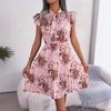 Spring and Summer Temperament Flower Tie Waist Large Swing Pleated Skirt Ladies Fashion Dress Loose Medium Long Skirt