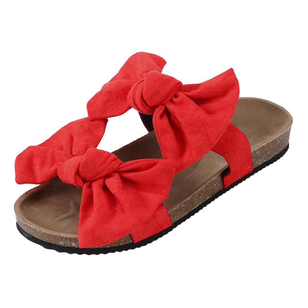 Women's Sandals Bowknot Roman Flat Slippers Casual Beach Indoor&Outdoor Shoes