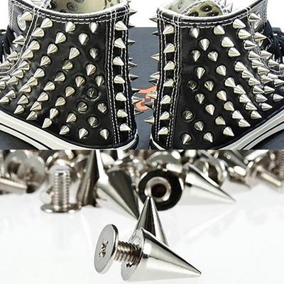 10Sets Punk Rivet Silver Cone Spikes Screwback Studs DIY Craft Cool Rivets Clothes Bag Shoe Leather Belt