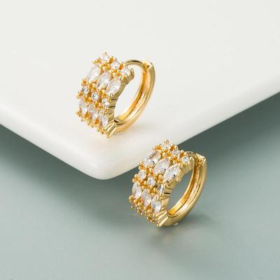Pendientes de Aro Geométricos para Mujer Redondos Coloridos de Circonita de Cristal