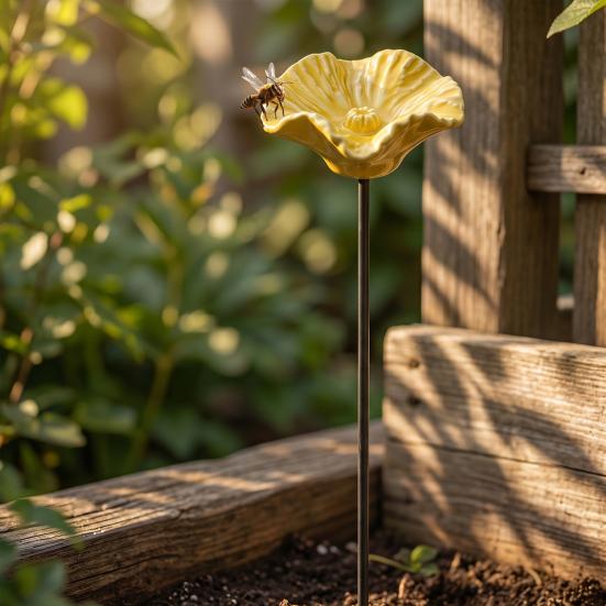 Harz Blume Gartenstab Bienen Tränke Hof Kunststab Outdoor Dekoration Bestäuber Wasserspender für Bienen Schmetterlinge Weg Blumenbeet Dekoration
