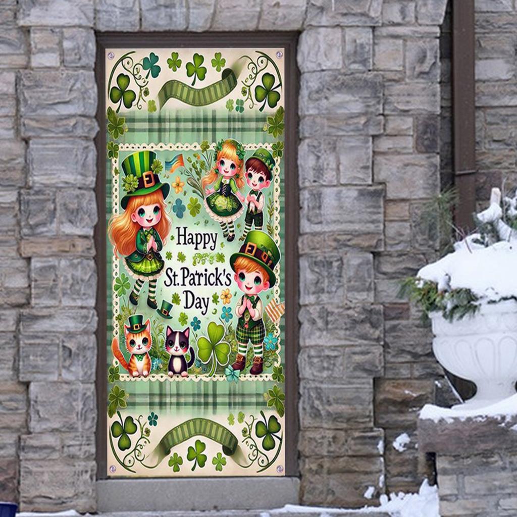 St Patrick's Day Banner, St Patty's Day Door Cover Party Decoration Backdrops, Party Decoration Backdrops
