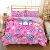 Kids Cartoon Duvet Cover Set Full/Queen Microfiber 3D Bedding Set Soft Pink Castle Princess Comforter Cover with Home Textile