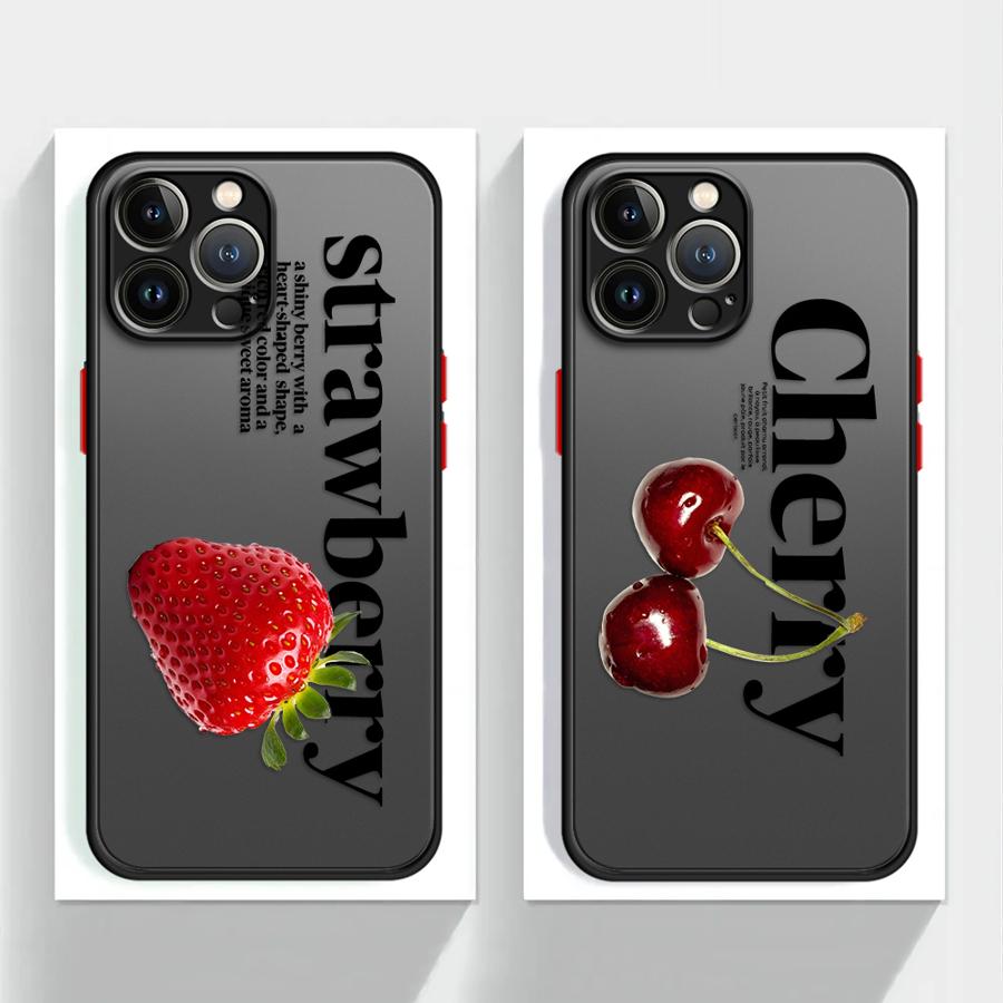 Cherry Strawberry Case for iPhone 17 Pro Max 15 13 Mini 14 Air 16 Plus 11 7 8 SE 12 XS XR Funda Back Phone Cover