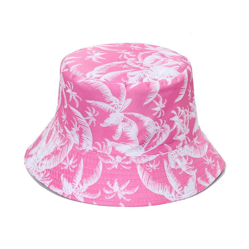 Trendy Coconut Tree Print Fishing Hat Unisex Casual Sunshade Hat Breathable Round Top Short Brim Hat