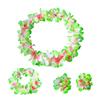 4pcs Flower Garland Set Simulated Silk Hawaiian Leis Necklace Bracelets Wreath Headband For Women Girls Luau Party Travel