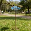 Bee Watering Station Metal Flower Yard Stake Handmade Ground Insert Bird Butterfly Water Bath Feeder Drinking Bowl Outdoor Decor for Garden Lawn