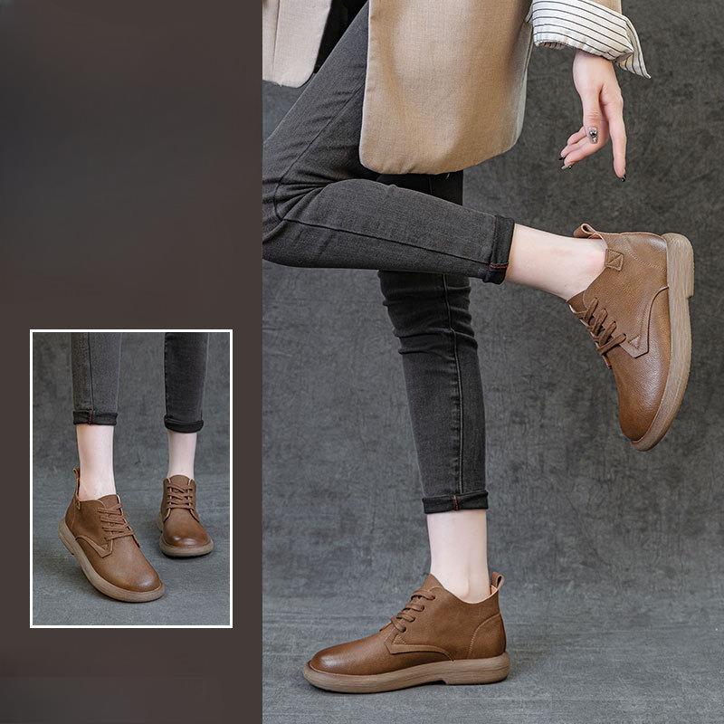 New Women's Shoes Chunky Heels Retro Casual Ankle Boots and Versatile Boots