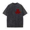 T-shirt Casual Lavé Usé Art Rebelle Symbole Rouge Gouttant Haut Vintage Minimaliste Manches Courtes
