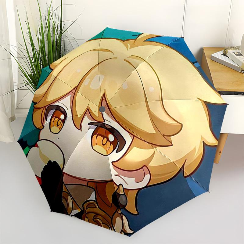 

1pc Outdoor Umbrella with Cute Anime Character Design - Automatic Opening/Closing, Portable 3-Fold Design, 8-Rib Iron Frame, Perfect Gift for Fan