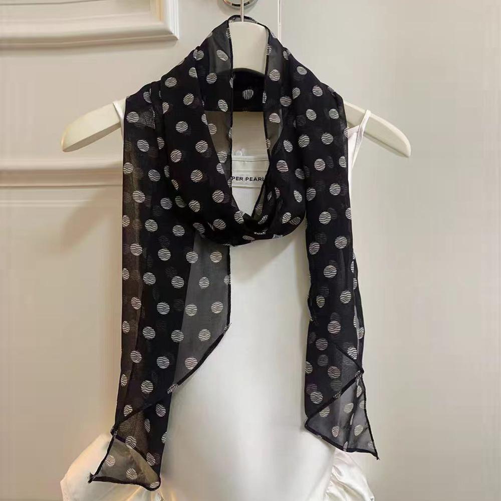 Plaid Long Neck Scarves Summer Polka Dots Korean Summer Long Scarf Light Hair Band Breathable Aesthetic Neck Accessory Gift