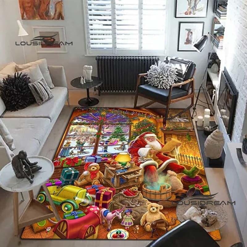 Weihnachts-Weihnachtsmann-Teppiche und Vorleger, Winter-Schnee-Teppich, Bodenmatte, Wohnzimmer, Schlafzimmer, großer Bereich, weicher Teppich, Kinderzimmer-Teppich