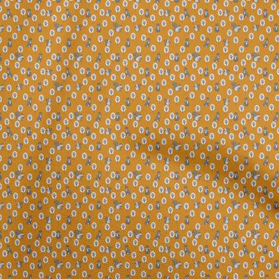 Cotton Cambric Dark Mustard Fabric Animal  Quilting Supplies Print Sewing Fabric By The Yard 42 Inch