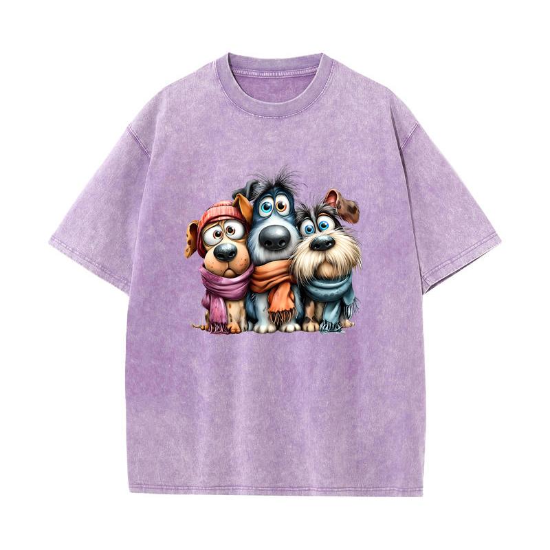 SX-73 MINISO 2026 Summer Vintage Wash  Printed Pure Cotton Shoulder Style Men's and Women's Round Neck Short Sleeved Couple T-shirt