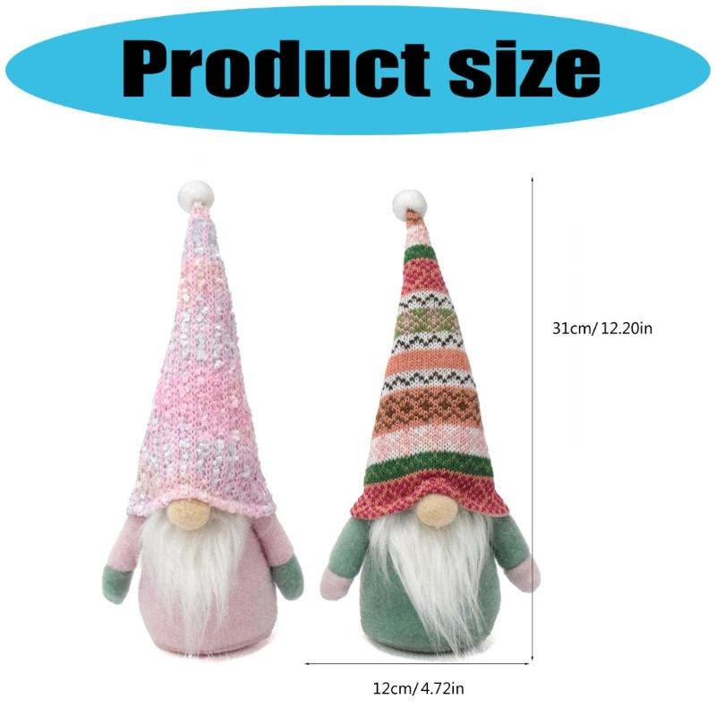 Set of 2 Christmas Ethnic Gnomes Dolls Decors Handmade Scandinavian Tomte Figures Ornaments for Home and Party Display