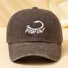 Unisex Fashionable FISH ON! Printed Baseball Cap Retro Washed Outdoor Trucker Hat