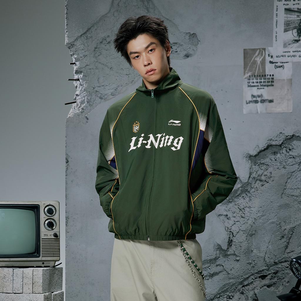 Li Ning Sports Lifestyle Series Casual Color Block Letter Stand Collar Zipper Comfortable Versatile Windbreaker Unisex Outerwear AFDVE97-3