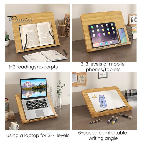 Multi-purpose Book Rest Stand for Reading 8 Height Adjustable Holder Hands-Free Foldable Recipe Cookbook Tablet Bible Sheet Music Documents