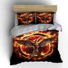 Fiery Flame Bedding Set Dark Burning Fire Bird Sci-Fi Symbol Print Duvet Cover Set Cool Bed Cover For Teen Boys Movie Fans