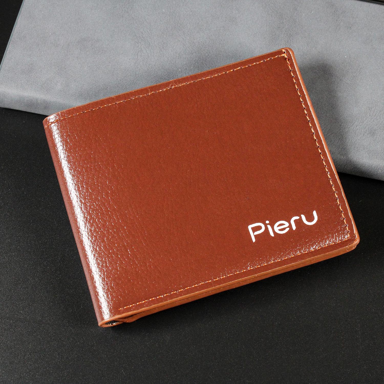 

Men s Lychee Grain Short Horizontal Wallet коричневый