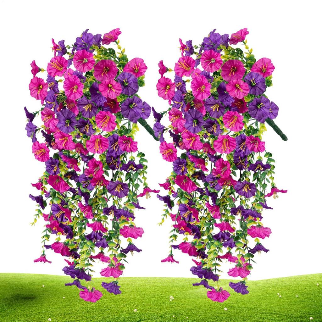 Artificial Hanging Flowers Silk Petunia Fake Flowers UV Resistant Outdoor Hanging Plants Wedding Home Garden Decorations