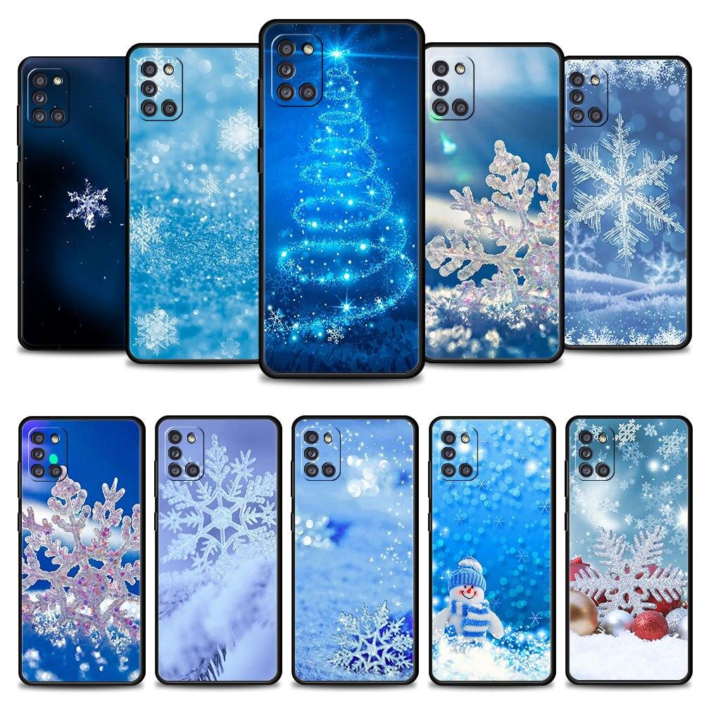 

Cover For Samsung Galaxy A73 A72 A71 A12 A21s A22 A23 A31 A32 A51 A52 A52s A53 A02s Case Blue Christmas Tree Pink Snowflake