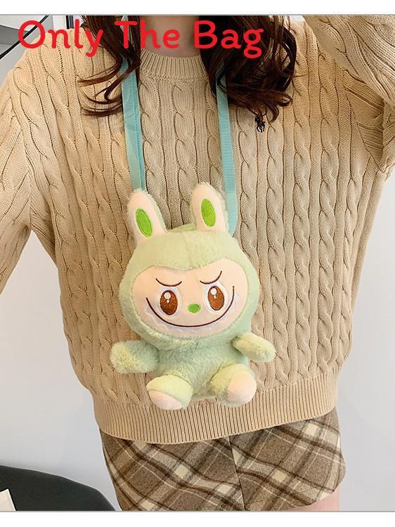 Small Cartoon Plush Dog Crossbody Bag For Women With Zipper Closure And Inner Pocket
