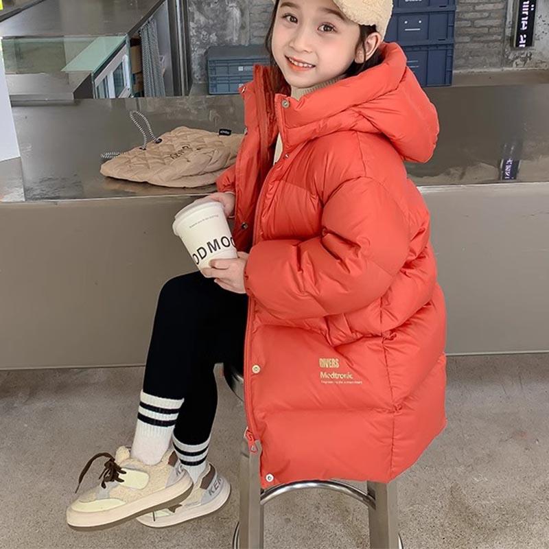 Barn Vinter Flickor Vadderade Jackor Tjock Varm Vattentät Glänsande Huva Kappor Barn Ytterkläder Kläder Tonåring Parka 5-14 År