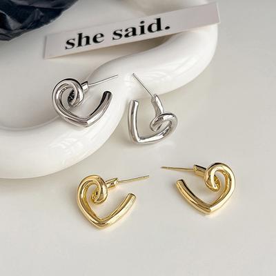 Color Simple Heart Shape-Shape Small Stud Earrings Glamorous Women Girls Fashion Jewelry Party Accessories