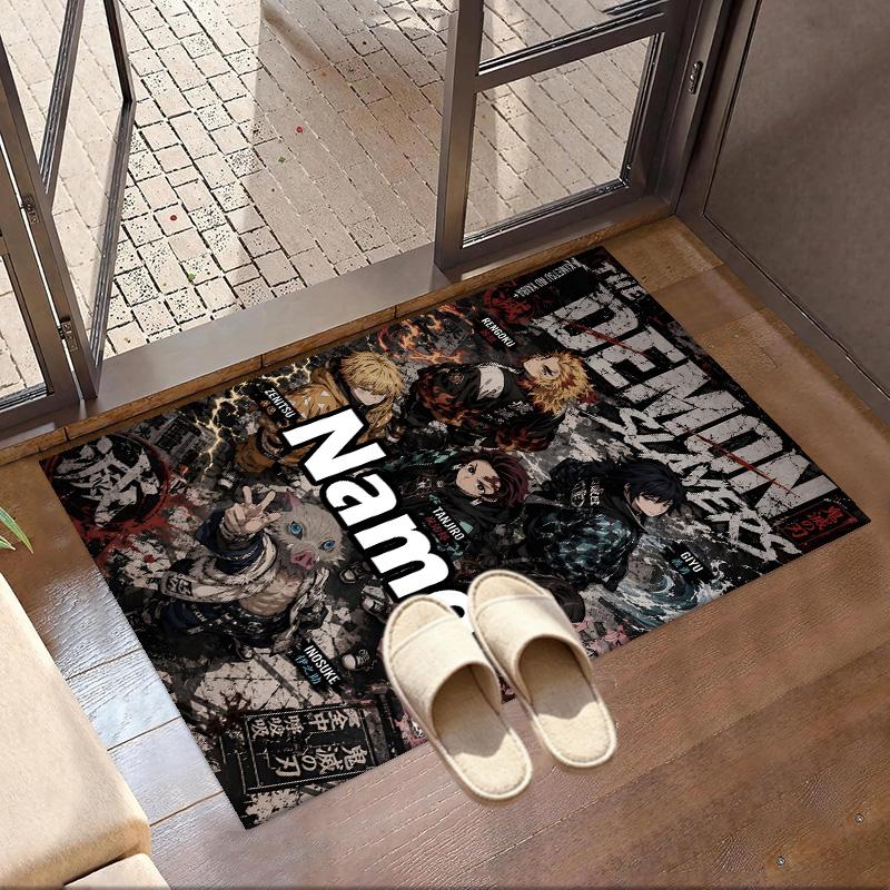 Benutzerdefinierter Name Personalisierter Demon Slayer Druck Teppich, Vielseitiger Heimdekor Teppich, für Spielzimmer, Wohnung, Balkon, Eingangsbereich, Flur Geschenk