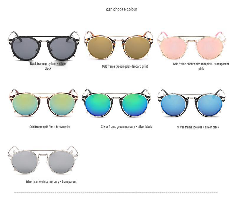 Hengxin 2025 Punk Retro Clip-on Sunglasses - Unisex Trendy Design