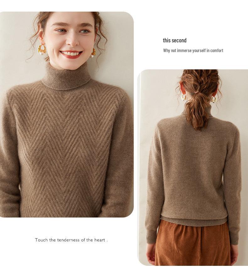 Women's Plus Size High Neck Cashmere Cable Knit Sweater - Thick Loose Pullover for Autumn/Winter