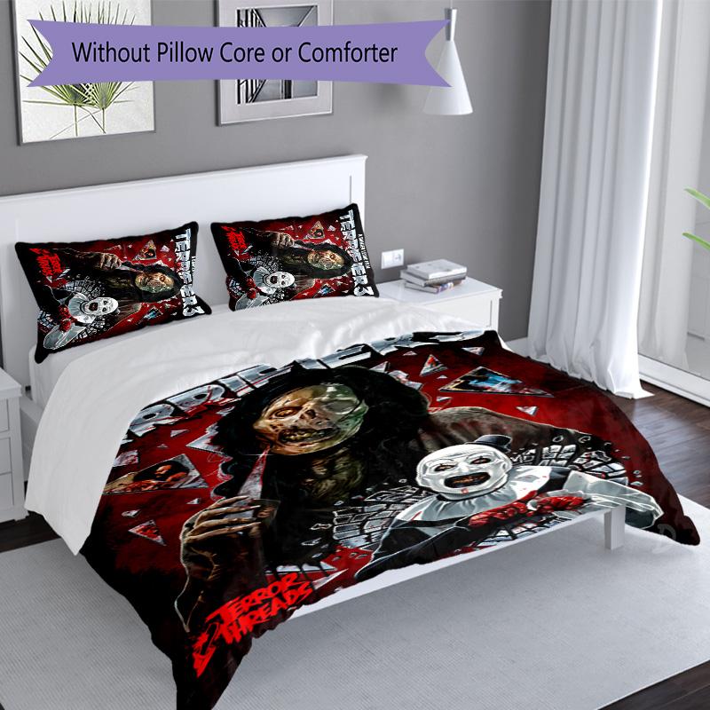 3pcs Art the Clown Terrifier5 Pattern Bedding Set Duvet Cover Set Includes Duvet Cover &pillowcases, Perfect All Season Bedroom Decoration & Gift