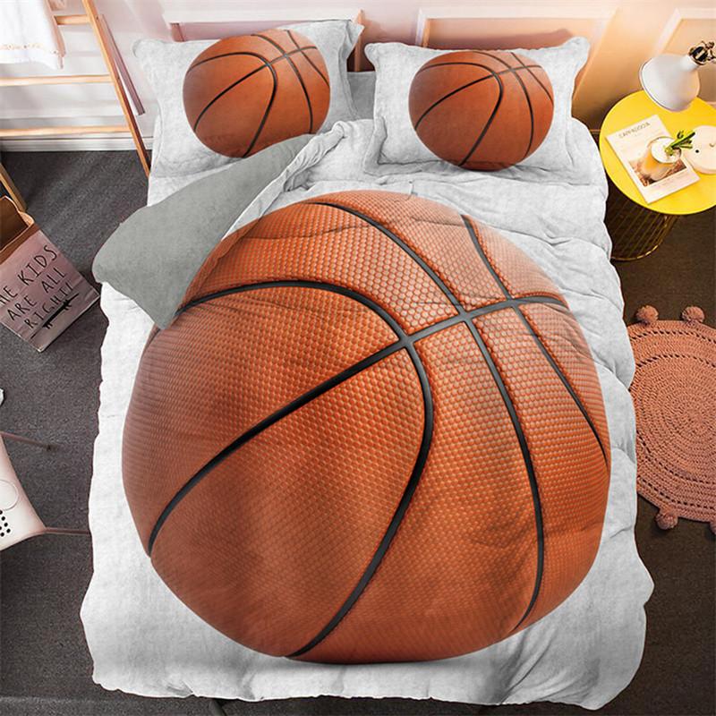 Sports Balls Duvet Cover 3D Basketball In A Hole Bedding Set Twin For Boys Teens Room Microfiber Cool Basketball Comforter Cover