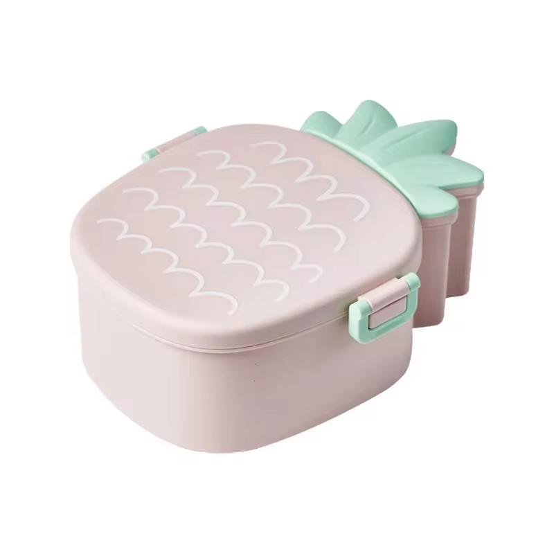 Roztomilý Bento box na oběd do školy Ohřívač Přenosná plastová nádoba na oběd Pro děti Dívky Chléb Sendvič Ohřívač jídla Přihrádky