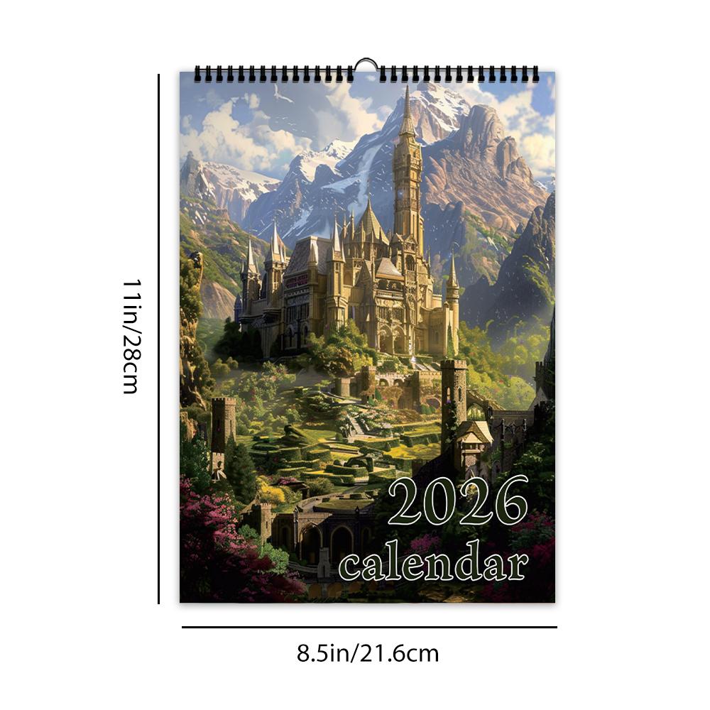 

1 шт. настенный календарь на 2026 год, дизайн с природным ландшафтом, 12 уникальных художественных узоров, идеальный подарок на день рождения, Рождество и Новый год